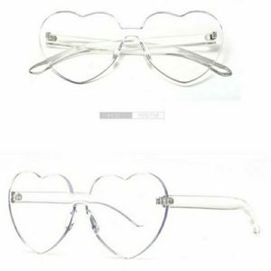 Clear Heart Shaped Rimless Sunglasses